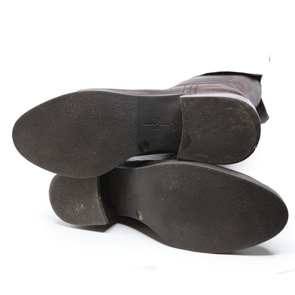 Jessica Simpson Cobra Brown Leather Over Knee Boots Fold Down Cuff Classic - Picture 13 of 14